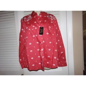 Wrangler Retro coral pearl snap 100% cotton western shirt M NWT